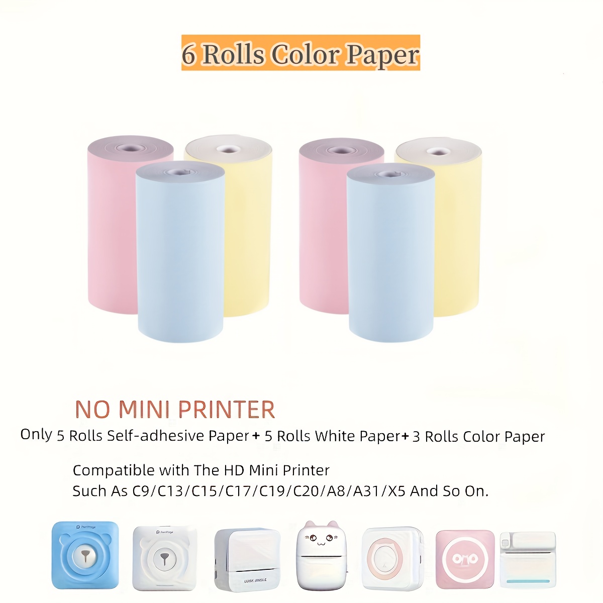 Papier d'impression Pixelly® - Rouleaux Witte - Papier Wit - Papier adhésif  - Printer