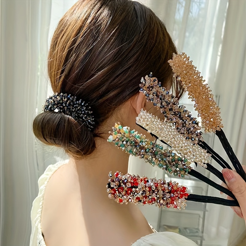 

Sparkling Crystal Decorative Hair Loops Ponytail Holder Hair Tie Stylish Hair Accessories For Women And Daily Use