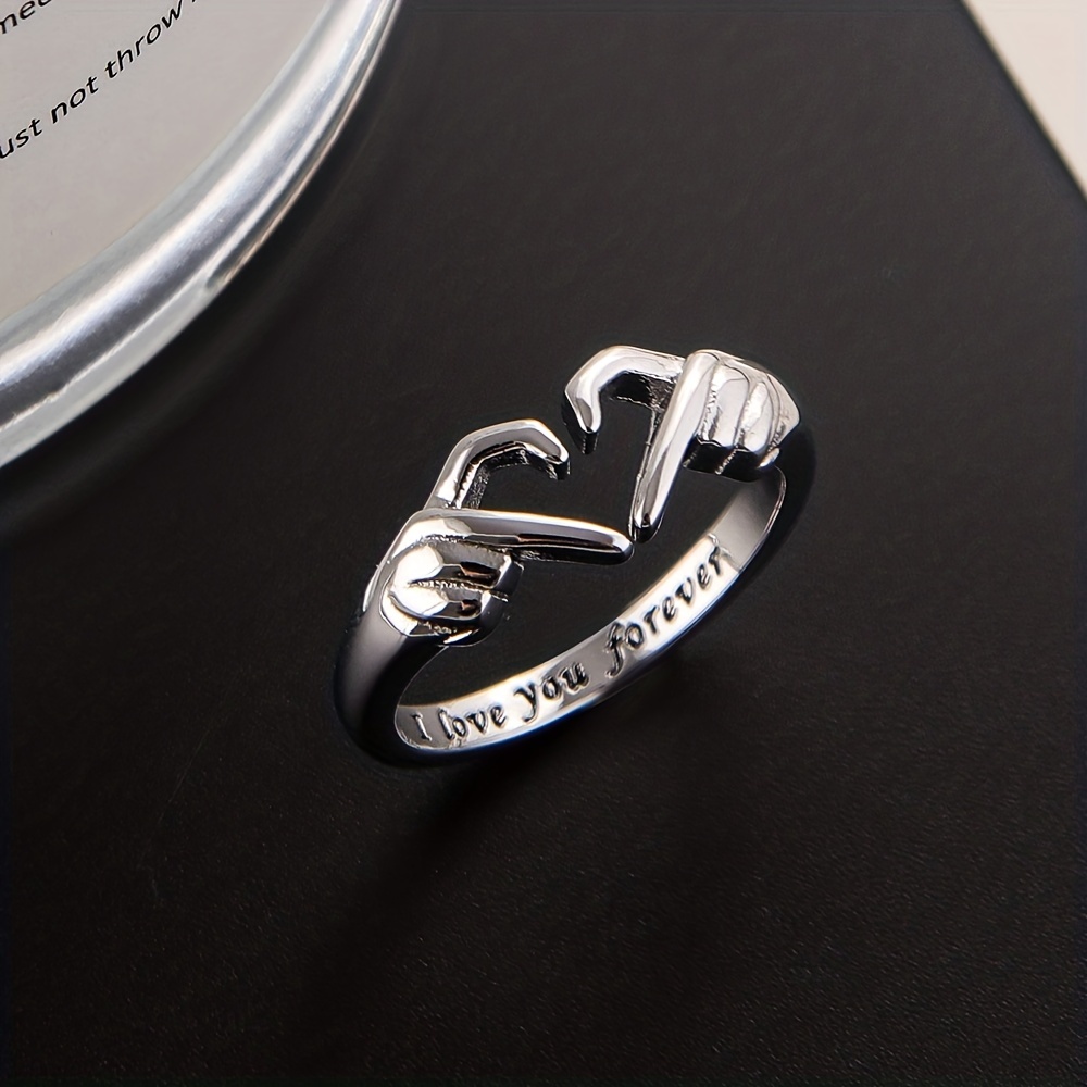 Heart Shape Opening Couples Ring Men's Alloy Band