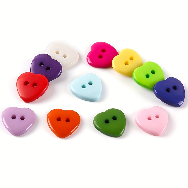 Resin Heart 2 Holes Buttons Diy Crafts Dress Clothes Sewing - Temu