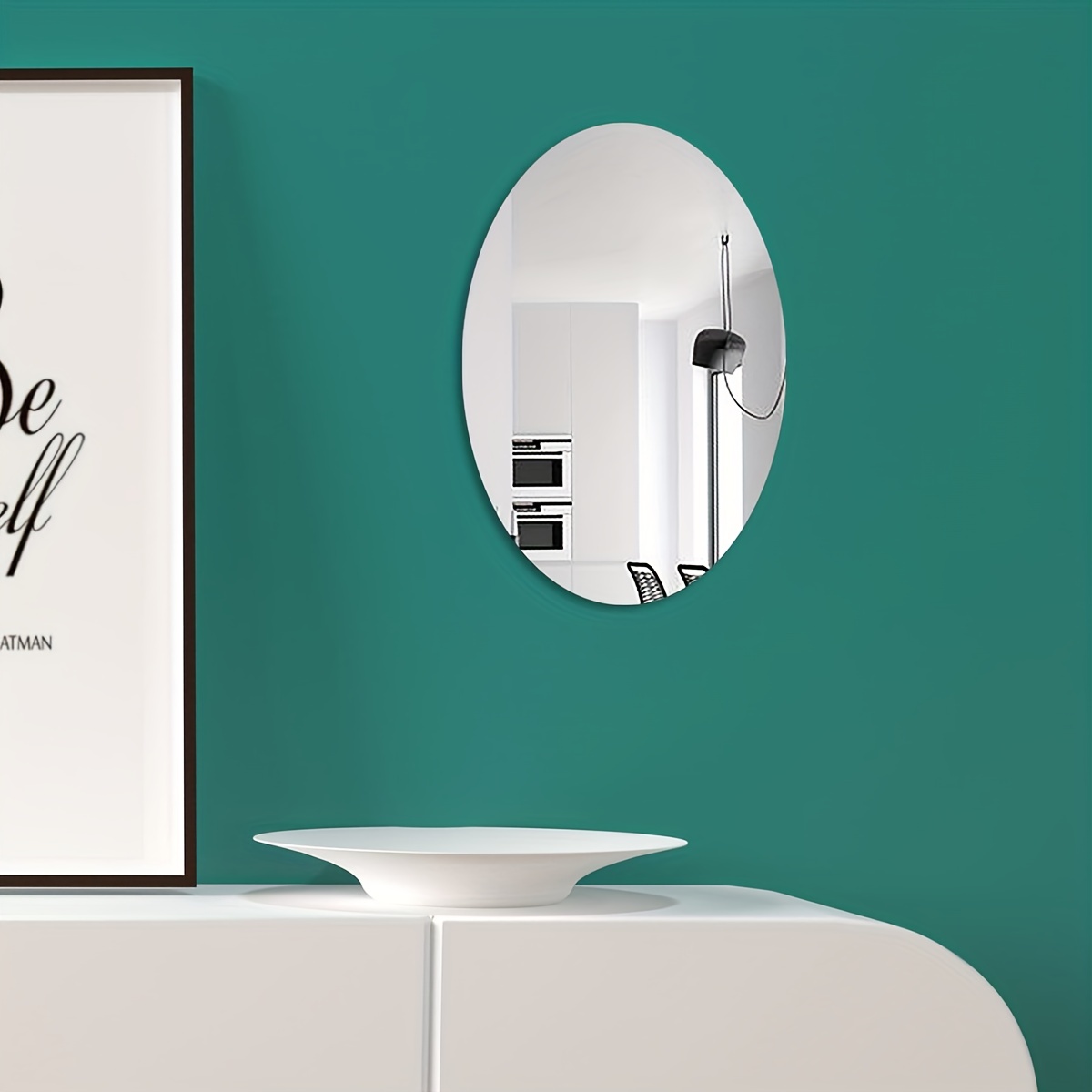 1 Stück Glasfreie Spiegelfliesen, Ovale Flexible Spiegelfolie,  Selbstklebende Aufkleber, Ovale Wanddekoration Für Zuhause, Badezimmer,  Schlafzimmer, Dekoration (20,07 X 29,97 Cm) - Haushalt & Küche - Temu