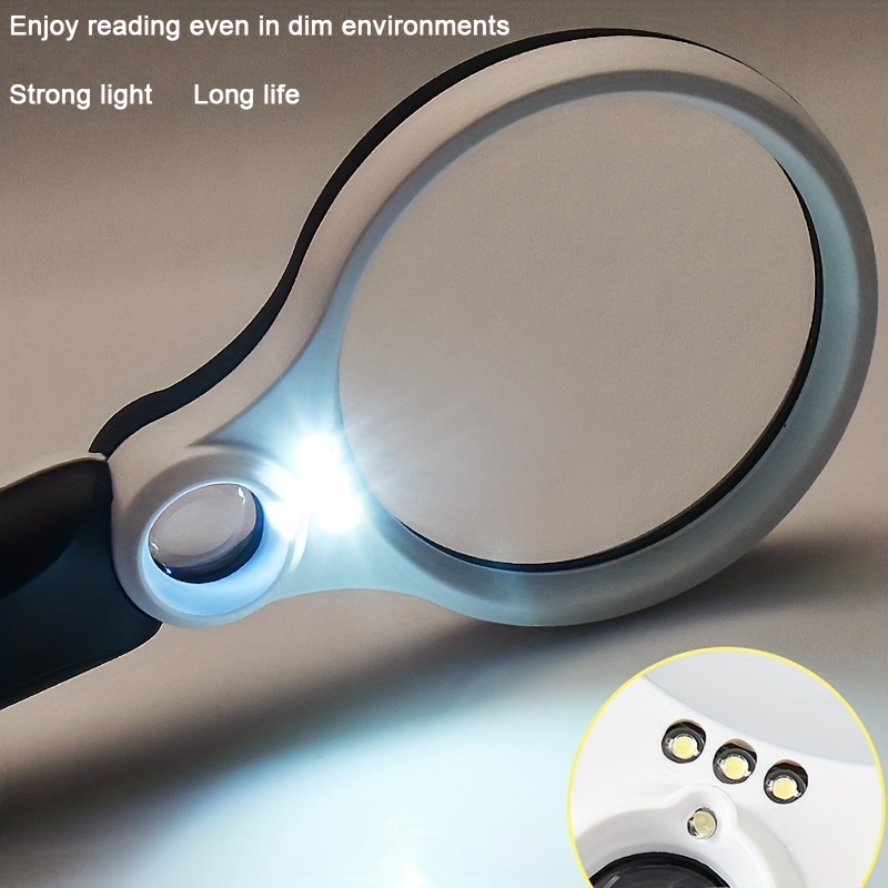 3 LED Handheld Magnifying Glass 45x Lens read Coin Gem silver gold