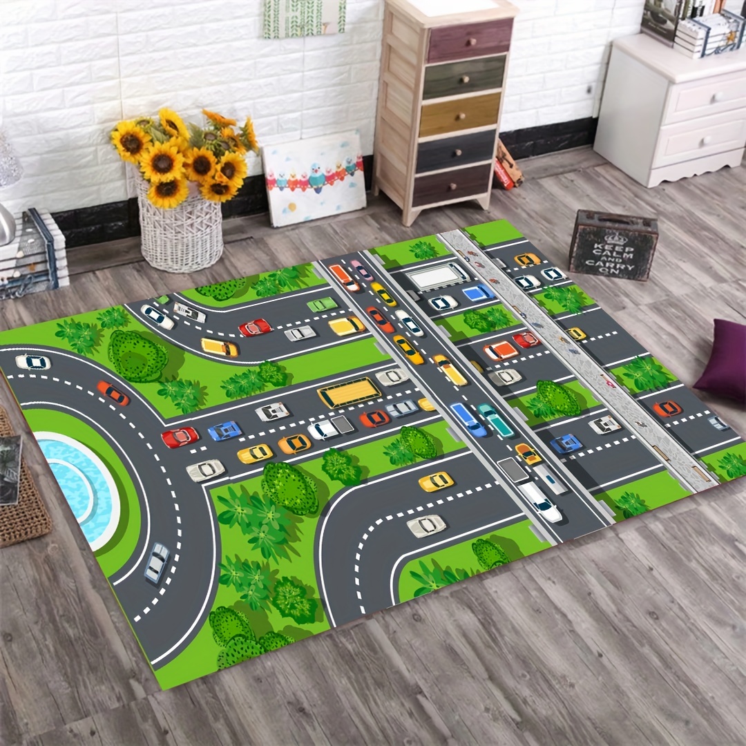  Alfombra de juego para niños para autos de carreras y juguetes,  alfombra de coche de la vida de la ciudad, alfombra de tráfico para  carretera, alfombra de sala de juegos, alfombras