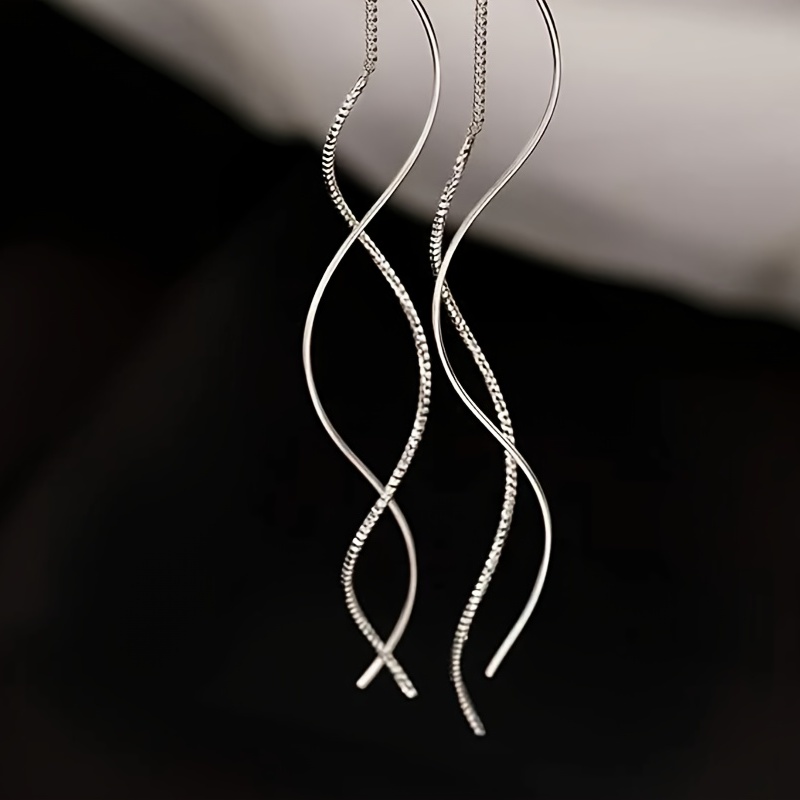 Orecchini pendenti in argento 925 - spirale ritorta stretta, ganci afro
