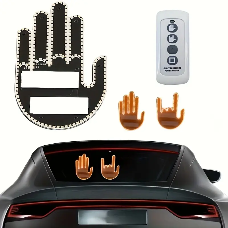 Hand Gesture Light For Car, LED Car Lighting Gesture Light, Finger Gesture  Light With Remote, LED Car Back Window Sign LED Illuminated Gesture Light