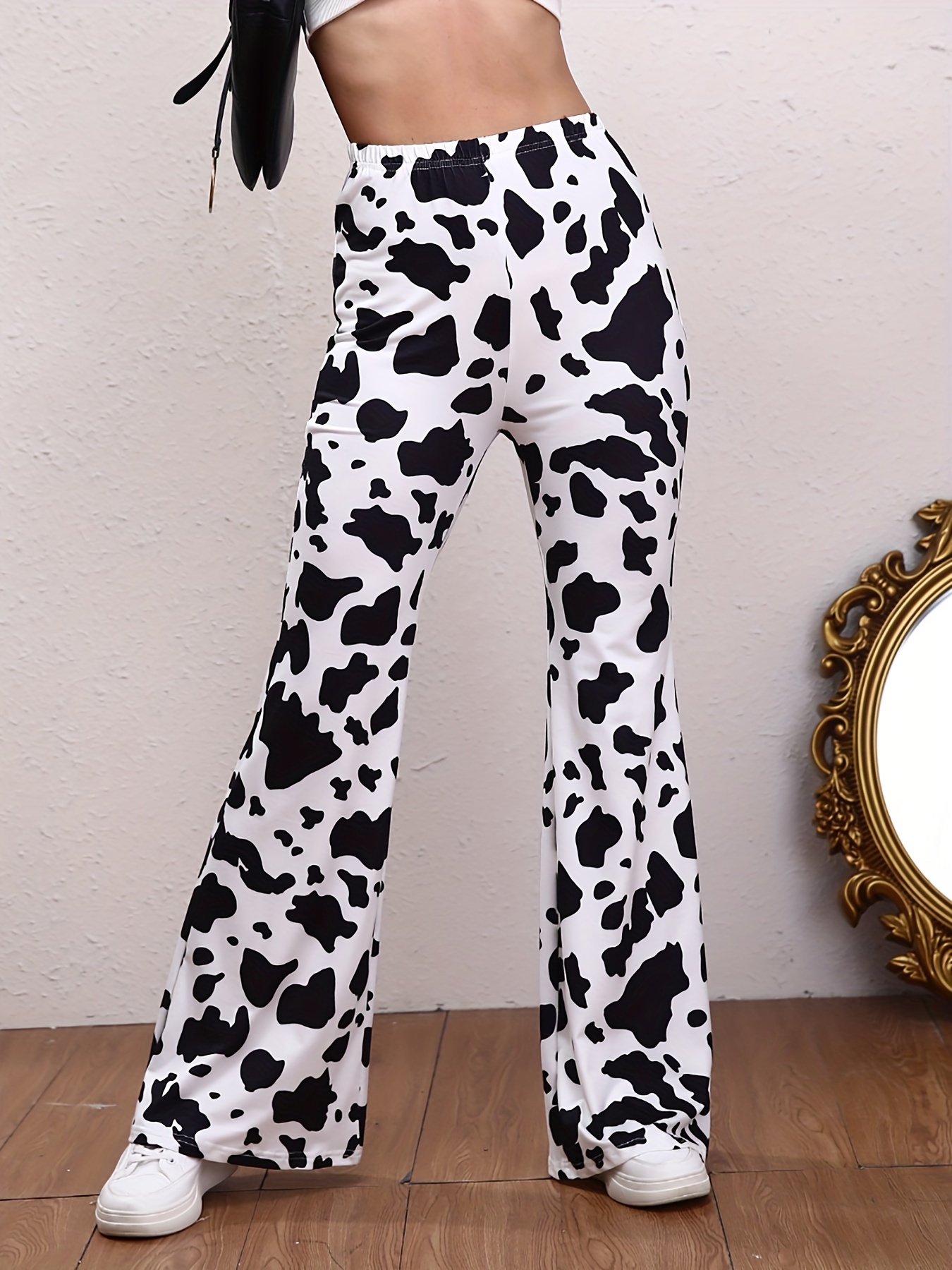 Cow Print Flare Pants - Free Returns Within 90 Days - Temu Finland