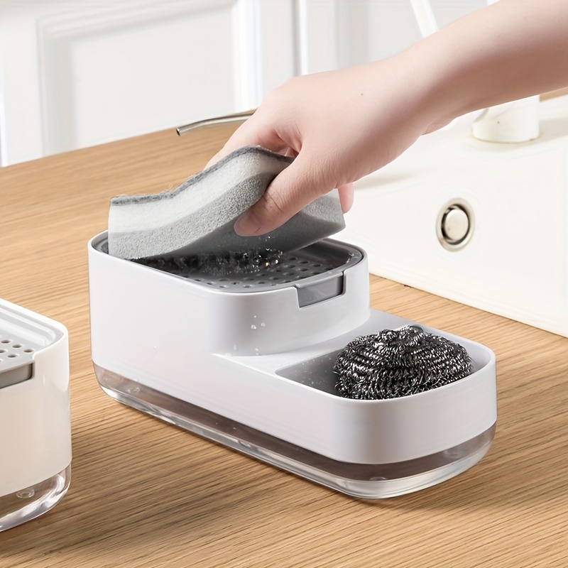 Dish Soap Dispenser for Kitchen Countertop Organizer Dishwashing Soap Pump  Dispenser with Sponge Holder Kitchen Drainer Tray