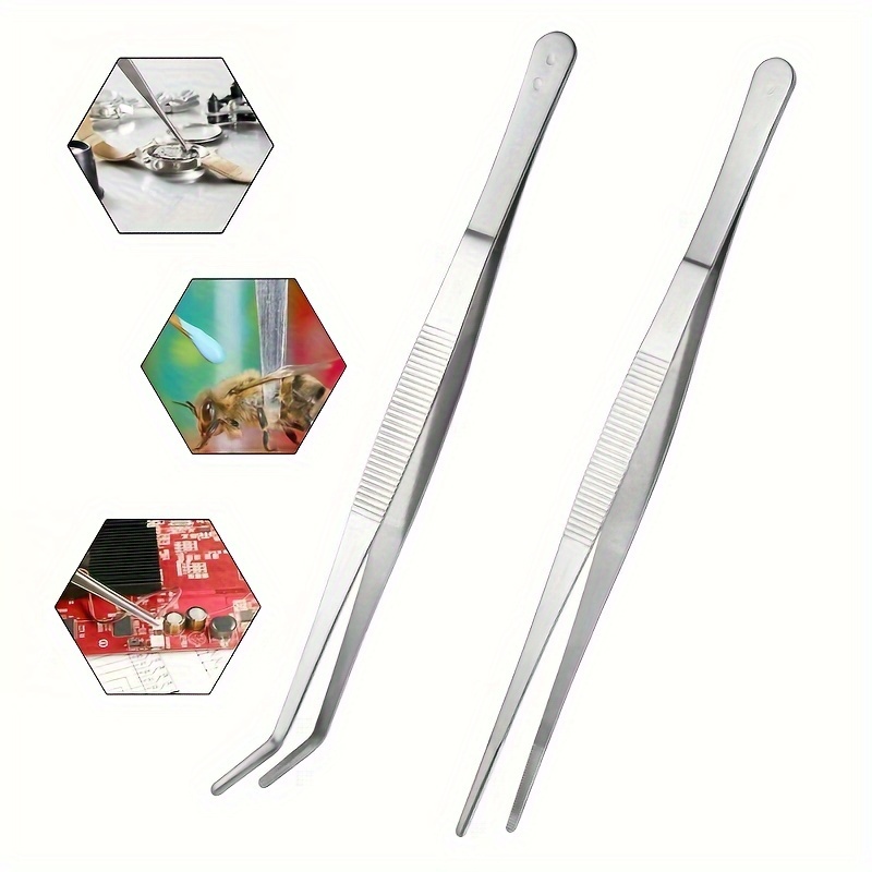 6 Pieces Rubber Tipped Tweezers PVC Stainless Steel Tips Tweezers for  Jewelry Industrial Craft (Black) 
