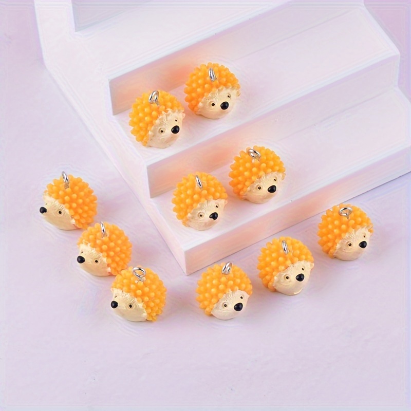 

10pcs Cute Mini Yellow Hedgehog Pendant Cartoon Hedgehog Resin Charms For Diy Pendant Earrings Necklace Accessories
