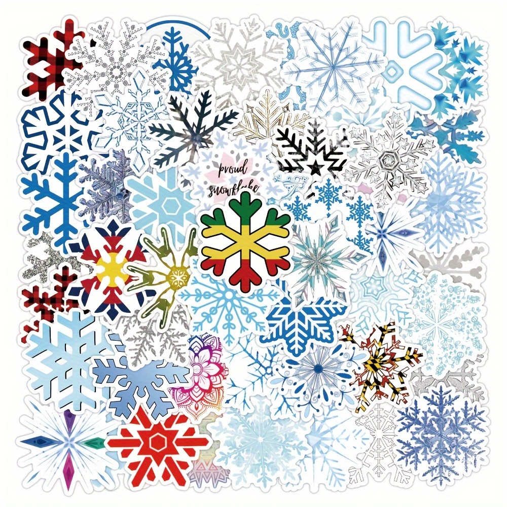 50pcs Colorful Snowflake Stickers,DIY Materials