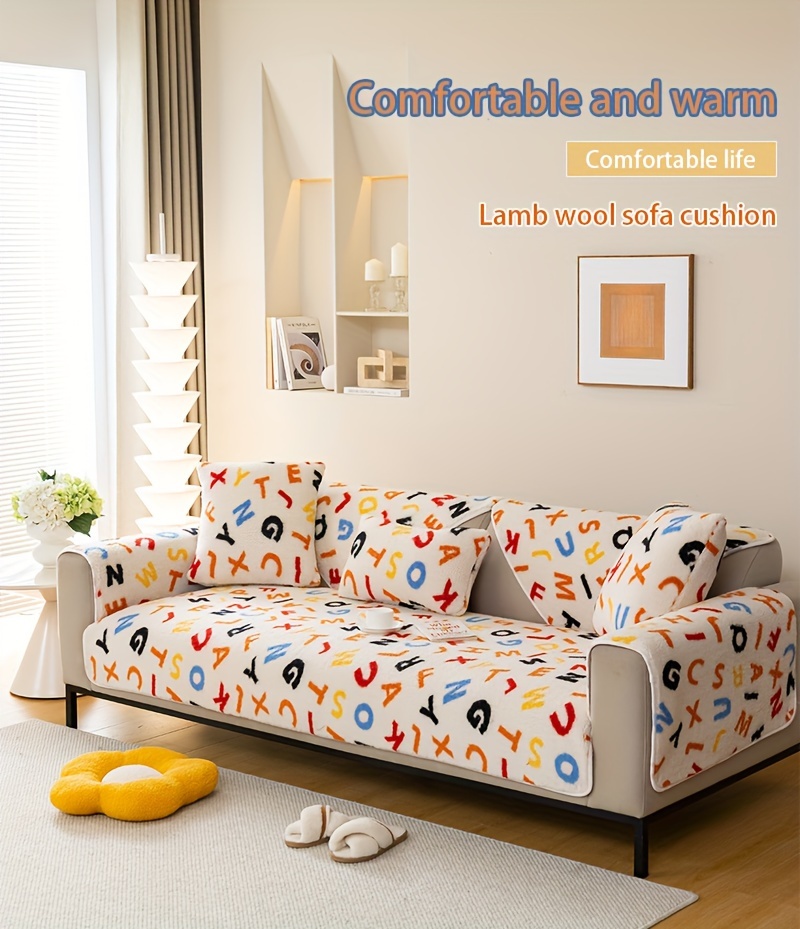 Lamb's Wool Thickened Sofa Cushion Winter Plush Non-Slip Sofa