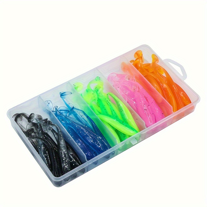 50pcs 2.76inch Dual-color Soft Lure With T-tail, Artificial Swimbait,  Outdoor Fishing Accessories