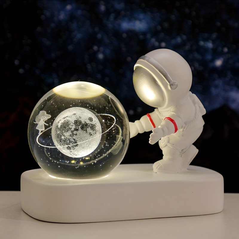 Veilleuse astronaute pour enfants, lampe de bureau animal mignon créatif  lune LED lampe de table USB rechargeable lampe de lecture cadeau  d'anniversaire pour garçons et filles pour la décoration de : 