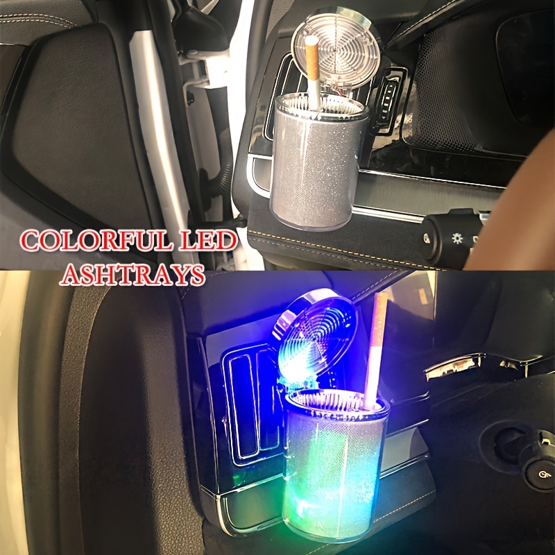 1 Stück Auto-Aschenbecher Mit LED-Licht, Luftdichter Deckel,  Multifunktionaler Fahrzeugbecherhalter, Lüftungsschlitz, Aschenbecher,  Mülleimer