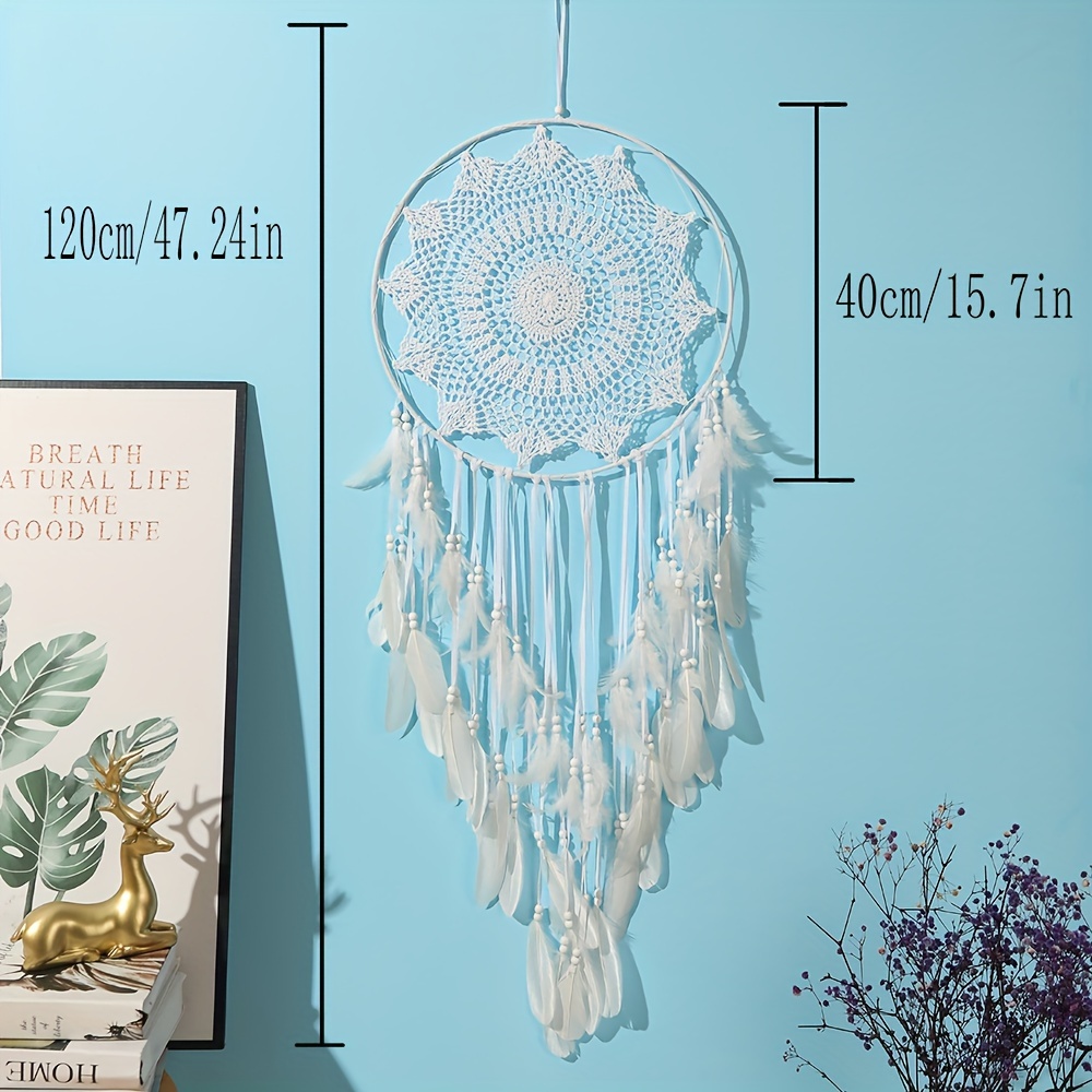 Atrapasueños bohemio grande con purpurina de plumas doradas macramé para  colgar en la pared para decoración del hogar de boda vintage, 27.6 pulgadas