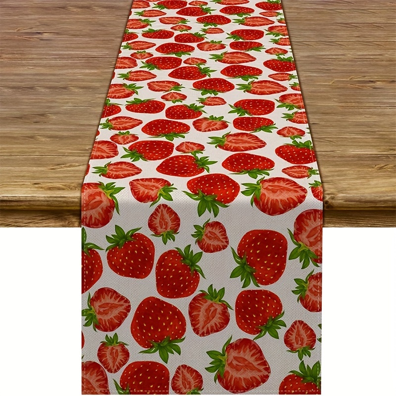 

Strawberry Table Runner, Spring, Summer Fruit Strawberry Themed Table Flag, Birthday, Baby Shower, Party, Kitchen Dining Home Decoratio