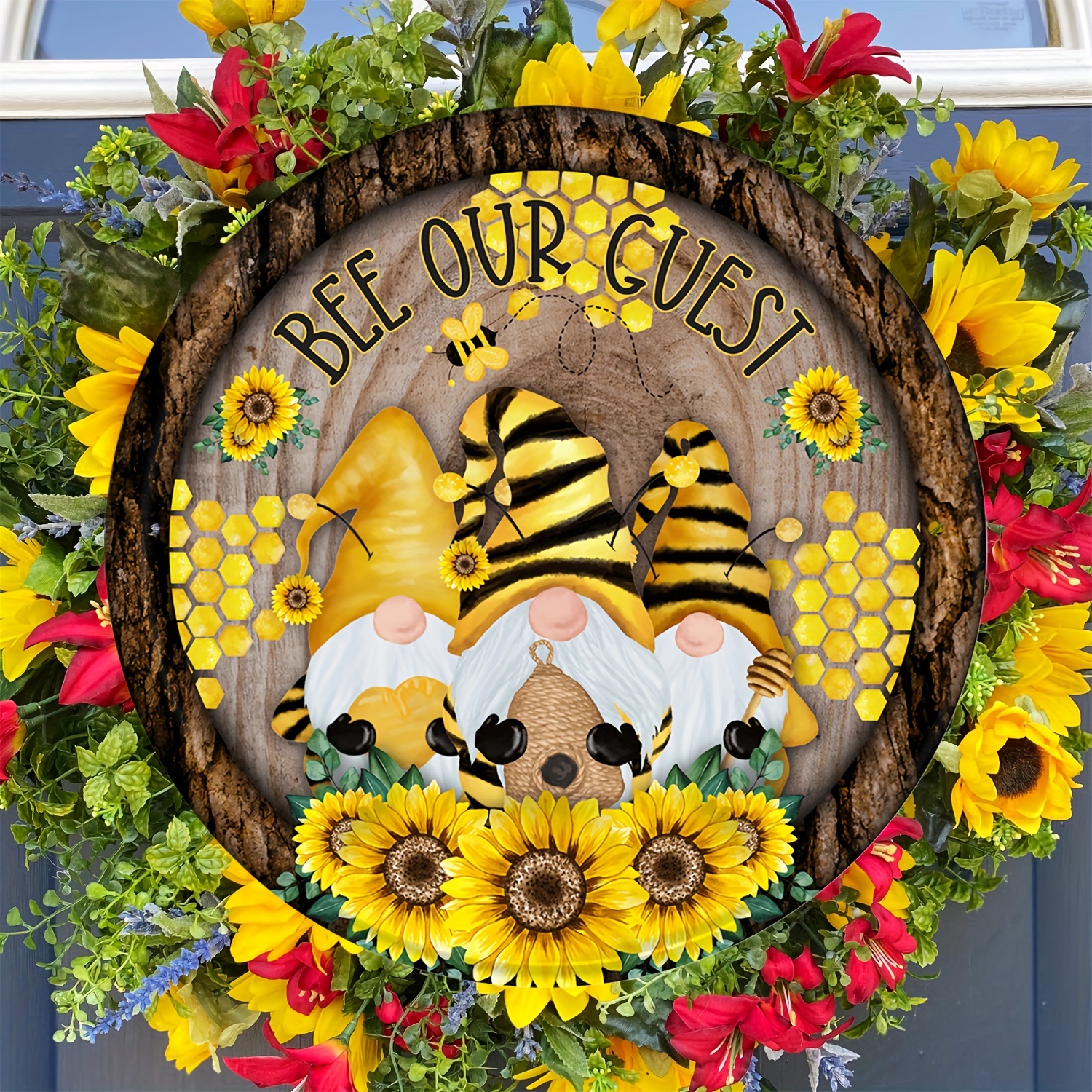 Bee Round Sign Wreath Bee Our Guest Sign Bee Decor Summer Sign Bee Hive  Sign Wall Art Plaque Decor For Home Party Door Decoration Outdoor Indoor  Wall Panel Mural - Temu