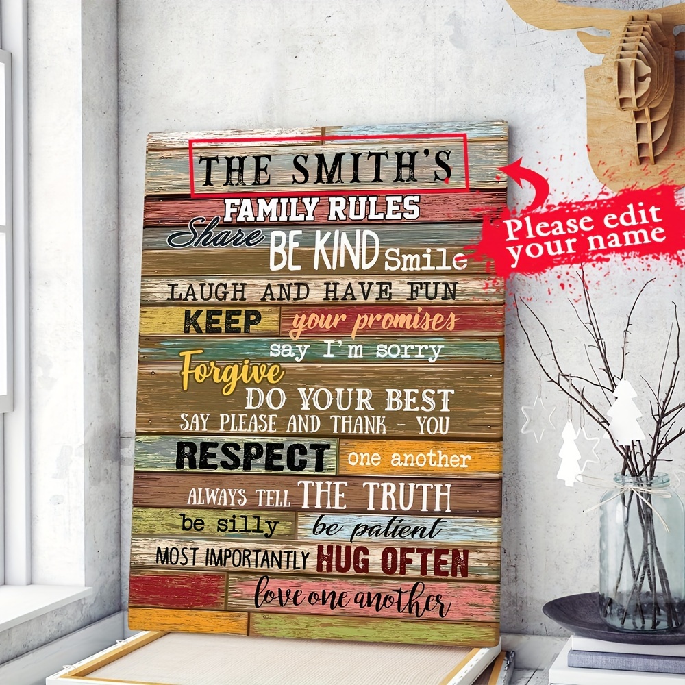 Personalized Kitchen Sign Family Name Rules Last Name Established