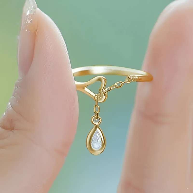 Easy Exquisite Heart Pendant Ring Women'S Engagement Wedding Anniversary Gift Fashion Cute Ring