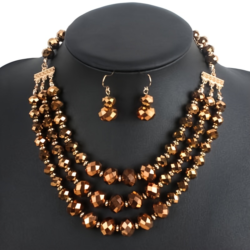 3pcs Earrings Plus Necklace Set Evening Party Decor Birthday Gift