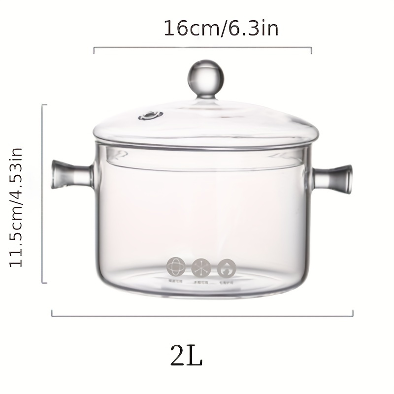 Glass Cooking Pot - 1.5l/50oz Heat-resistant Borosilicate Glass Handmade Cookware  Set Stovetop Pot - Safe For Pasta Noodle, Soup, Milk, Tea