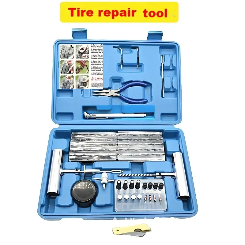 Kit de reparación de neumáticos - 68 piezas, herramientas universales de  reparación de neumáticos para arreglar pinchazos y tapar parches para coche