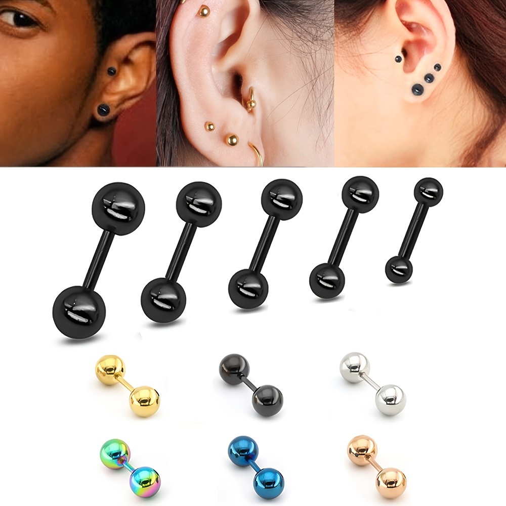 Ball Post Earring Studs With Earring Backs Set Round Ball - Temu