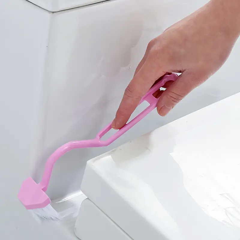Toilet Rim Edge Brush, Curved Handle Bow-shape Cleaning Brush