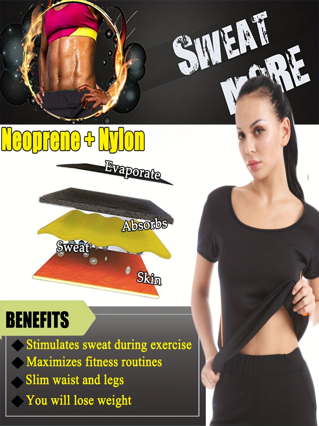 Black Boat Neck Sports Shirts Sweat Sauna Body Shaped - Temu