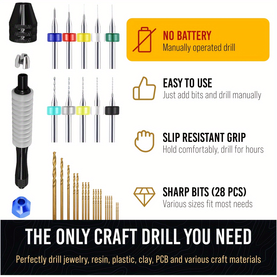 Pin Vise Hand Drill for Jewelry Making - Manual Craft Drill Mini