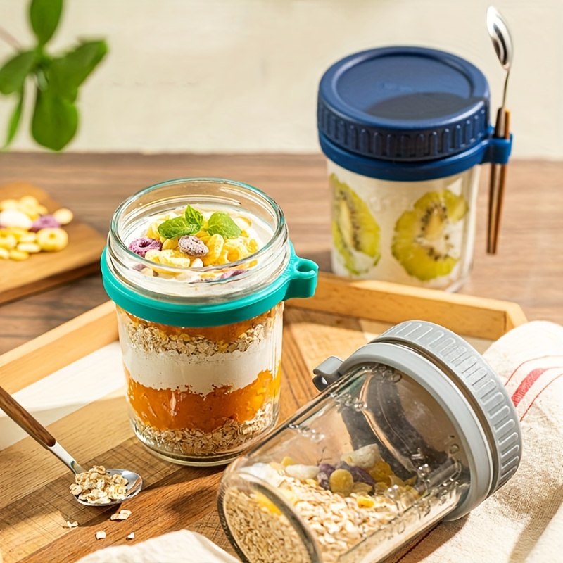 Overnight Oats Containers With Lids And Spoons Glass Food - Temu