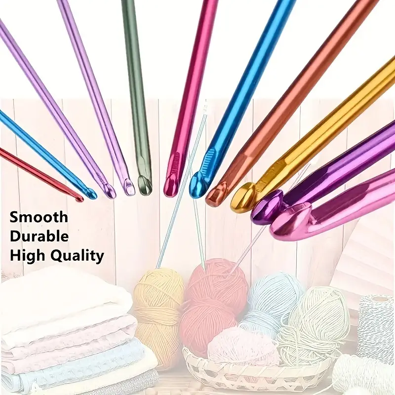 Aluminum Crochet Hooks Set Multicolor Tunisian Metal Crochet - Temu