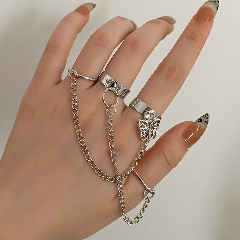 Finger Ring Women Chain, Finger Butterfly Chain Ring