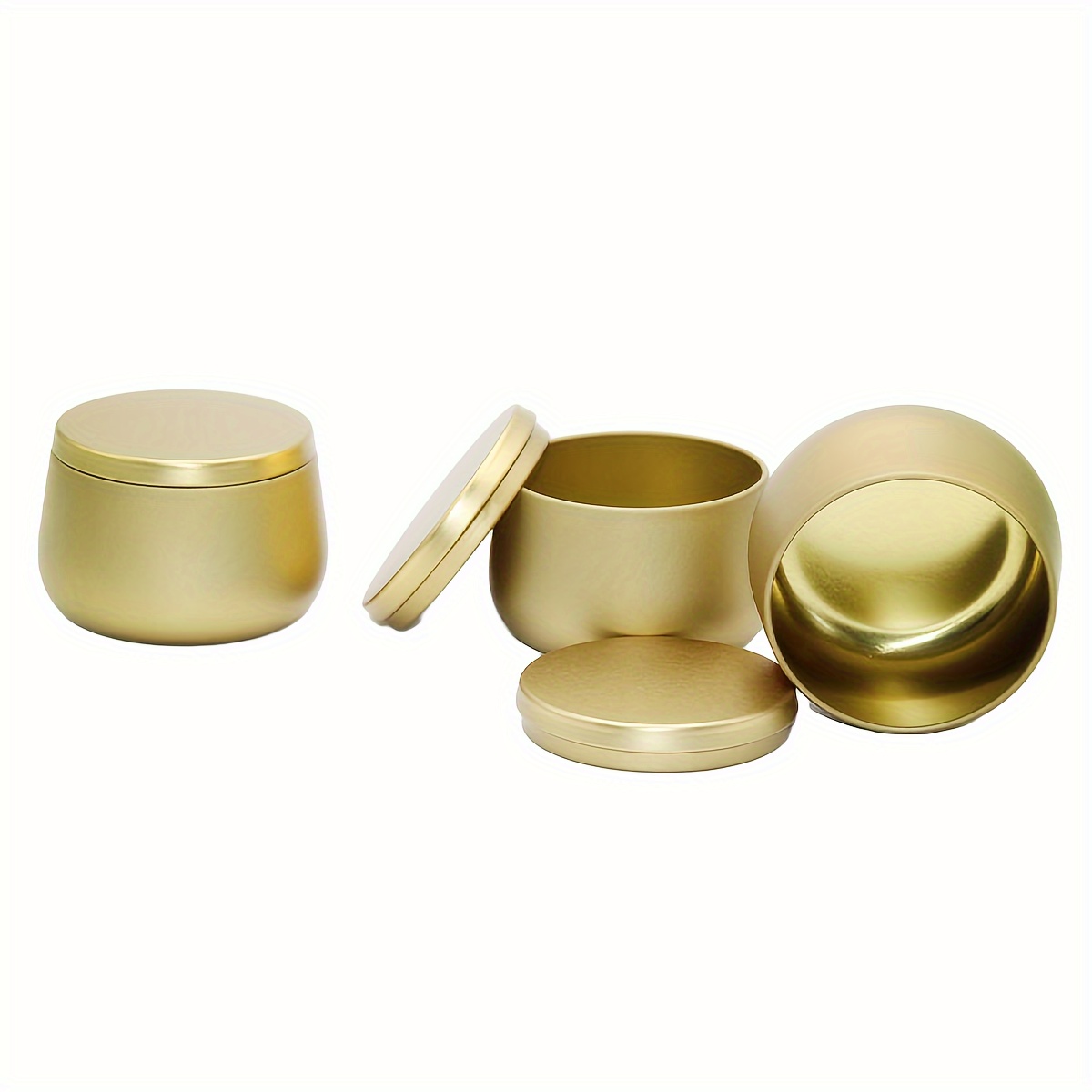 Golden Candle Tins With Lids Round Metal Kit For - Temu