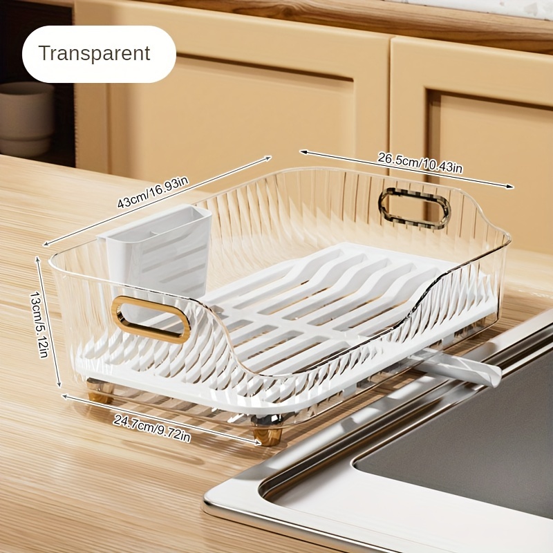 Space Saving Dish Rack Dish Rack Drainer Set With Plastic Drying Board And  Chopsticks Cage Utensil Holder, For Kitchen Counter Top Dish Drying Rack