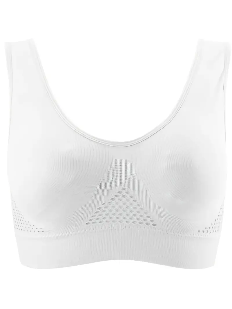 Women's Push-up Sports Underwear Mid-to-high Support Sexy Sports Underwear  Fitness Top With Detachable Cups - White