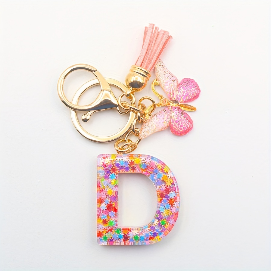 1pc Initial Letter Keychain Resin Letter Keychain Pendant Backpack Purse Accessories for Girls,Temu