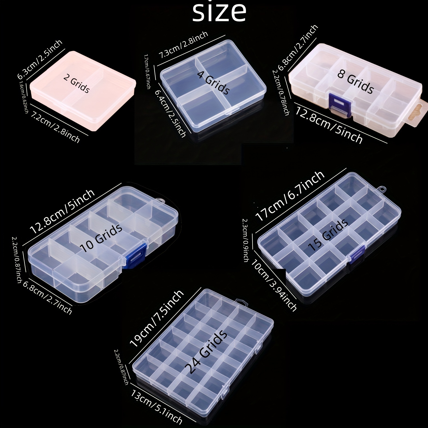 5x Small Plastic Clear Transparent Container Case Storage Box