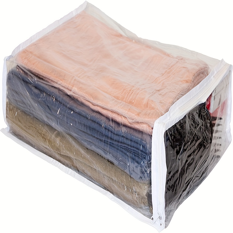 Bolsas de almacenamiento de vinilo transparente con cremallera (paquete de  3) bolsas de almacenamiento resistentes para suéteres, mantas, edredones
