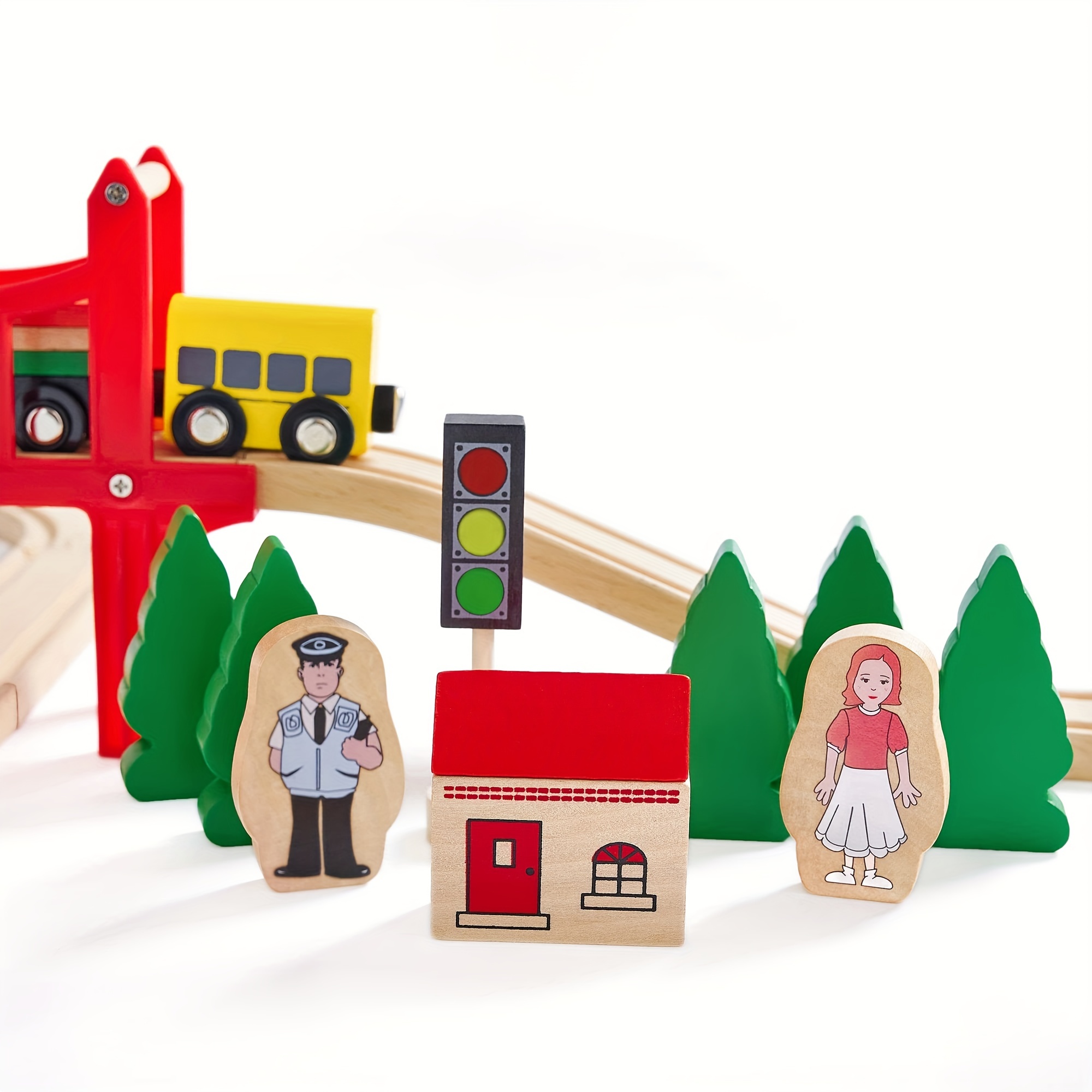 Wooden Train Set with Double-Side Train Tracks (37 pcs)