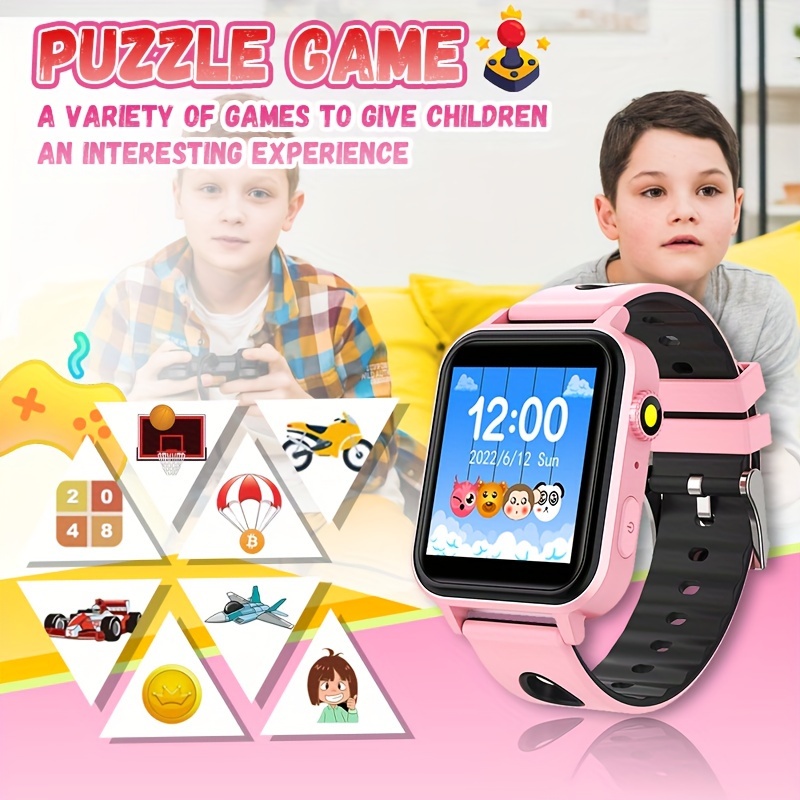 Reloj inteligente para niños de 5 a 12 años, 26 juegos, pantalla táctil HD  con cámara, despertador, podómetro, reproductor de música, juguetes