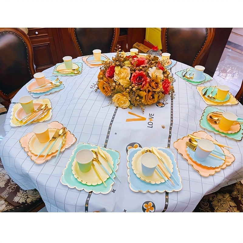  Platos desechables para fiesta de cumpleaños, postre y vajilla  : Hogar y Cocina