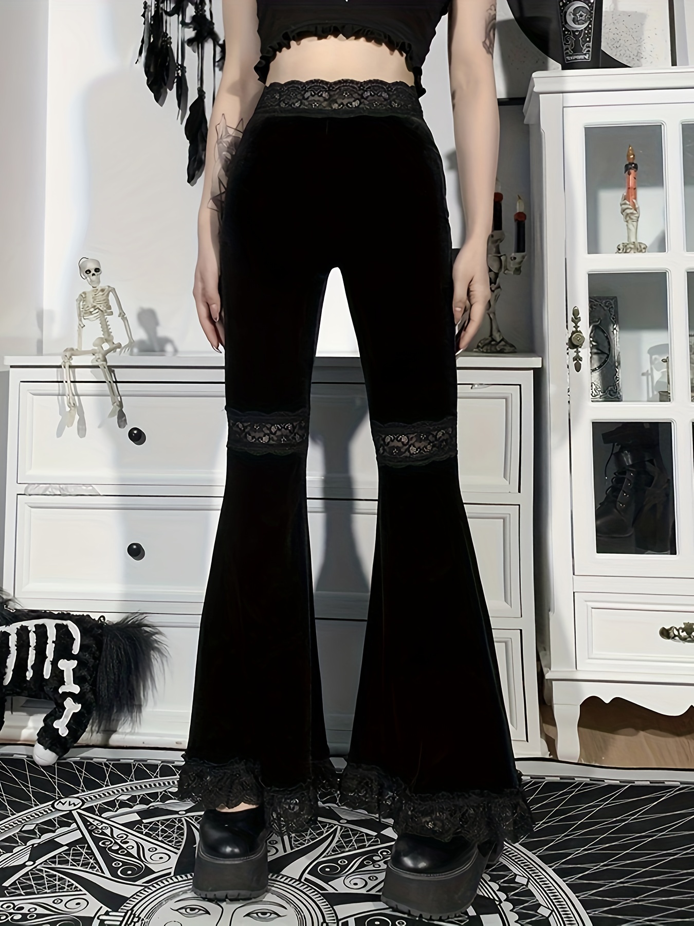 Gothic Solid Pu Leather High Waist Leggings Casual Skinny - Temu Canada