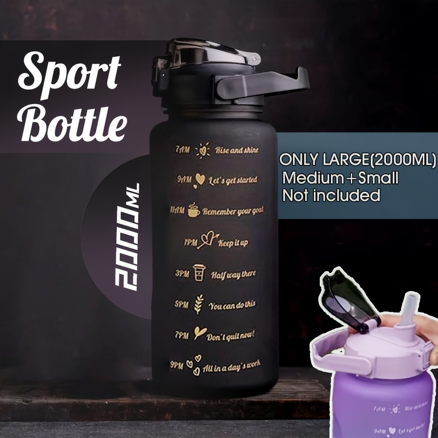 Sports Water Bottle With Straw, 2000ml Large Water Bottles With Marker