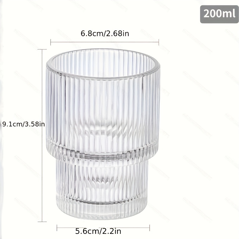 Stackable Ribbed Glassware Glass Cups Set - Temu