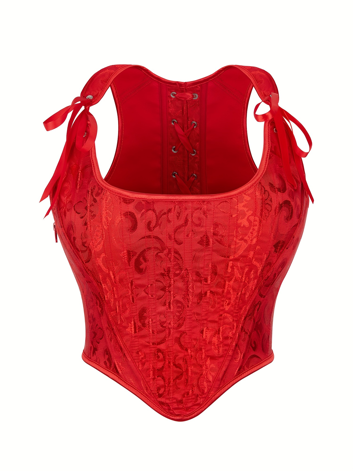 Red Mesh Lace Up Body Shaper Slimming Shapewear Underweary Lingerie Tank Top  Halter