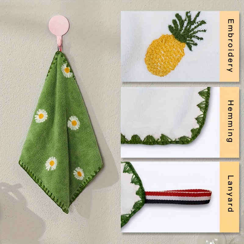 1pc Dishcloth Fruit Embroidered Hanging Kitchen Dish Cloth - Temu