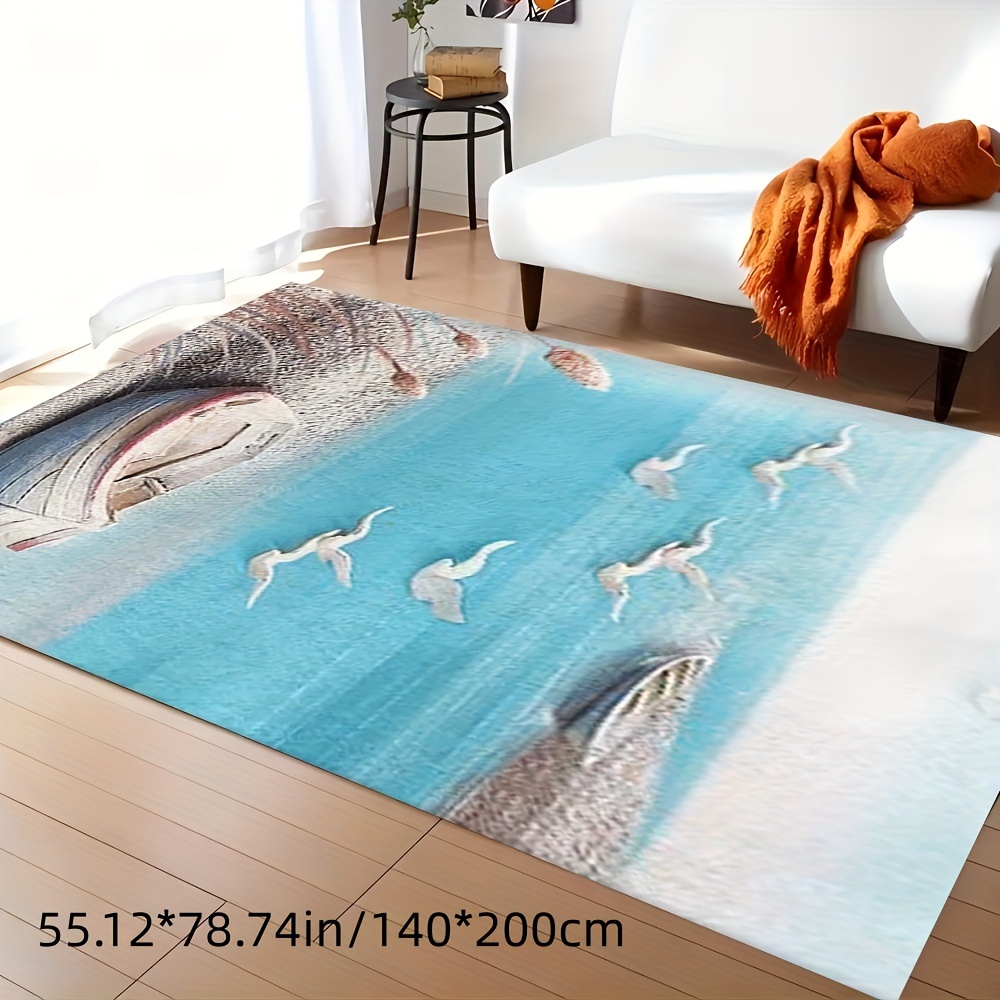 Modern Simple Oil Painting Beach Seagull Boat Carpet, Non-slip Kitchen Mat  Floor Cushioning Anti Fatigue, Waterproof Comfort Mat, Easy To Clean  Standing Mat For Hotels/restaurants - Temu