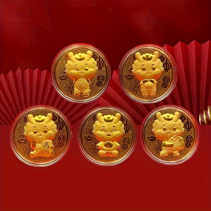 Pièce de monnaie traditionnelle chinoise avec dragon phénix pour la  famille, les collectionneurs, les amis : : Jeux et Jouets