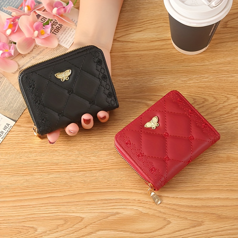 Fashion Women Leather Short Wallet Small Bifold Card Holder Zipper Mini  Purse